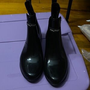 Nautica Women's Shiny Black Rain Boots